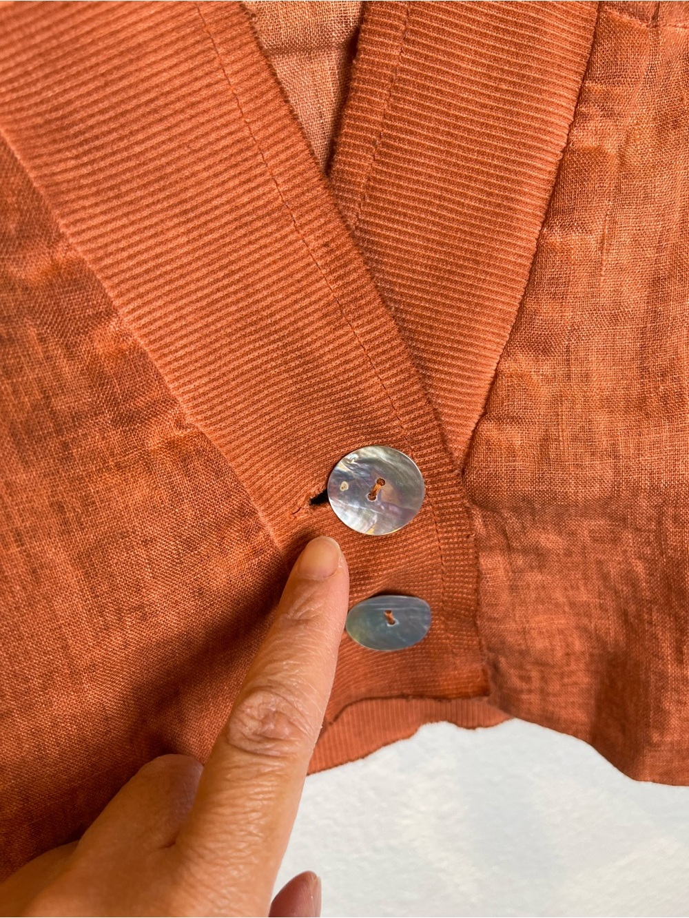 Luukaa 100% Linen Two Button Lagenlook Bolero Style Jacket Top Size US 10 Orange - Picture 7 of 8